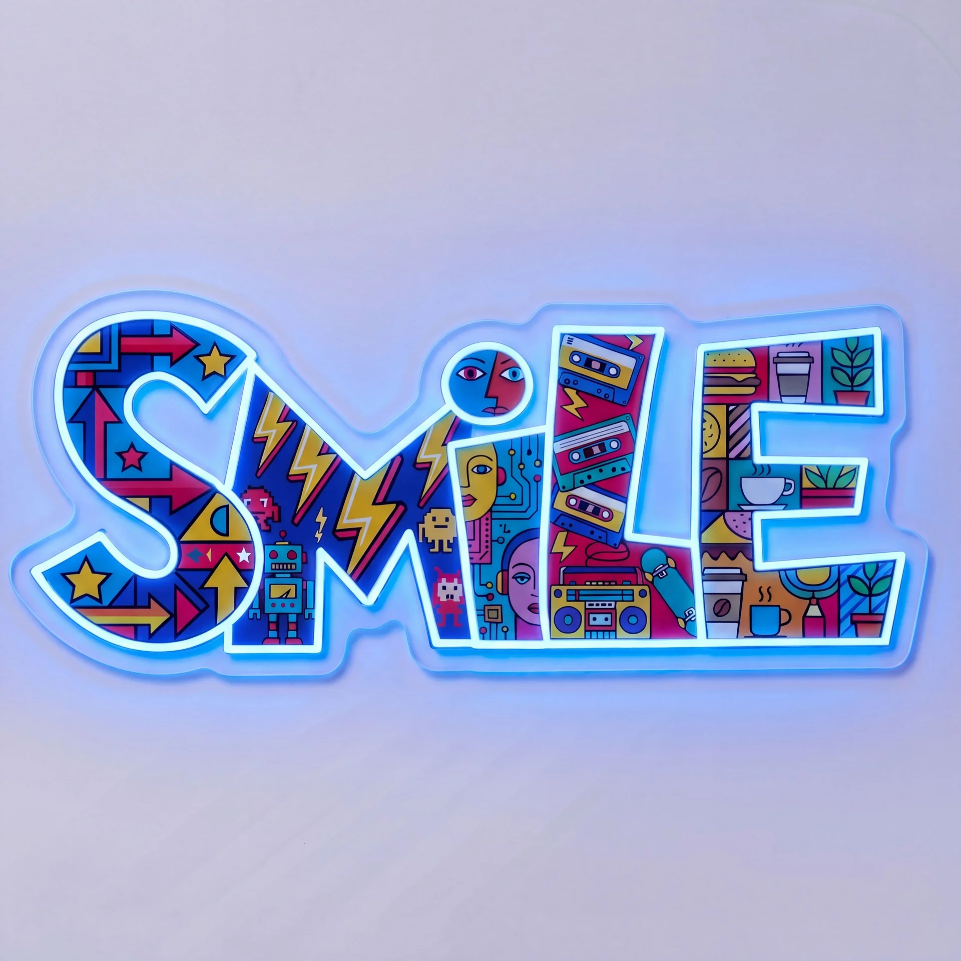 SMILE Urban Mural — custom LED neon sign